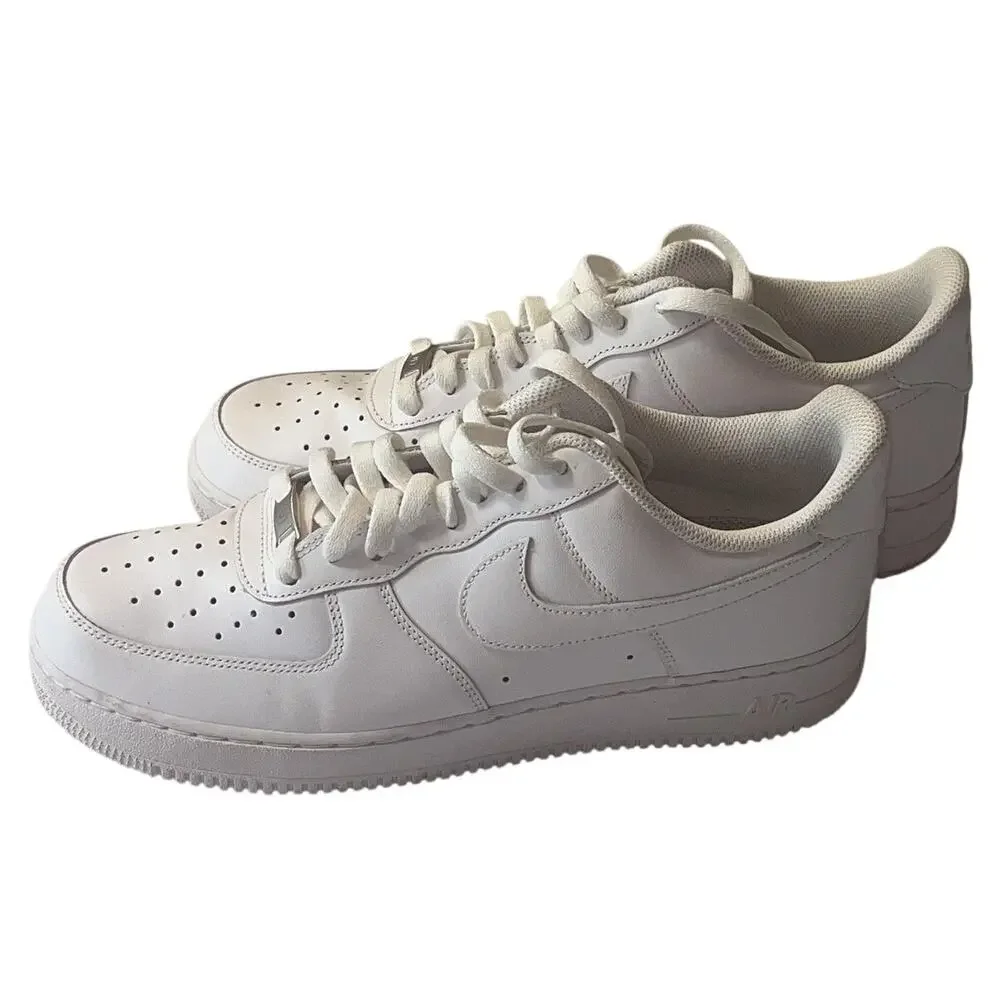 Nike Air Force 1 '07 Low Triple White Sneakers CW2288-111 Men White Leather 10.5 - Picture 1 of 10